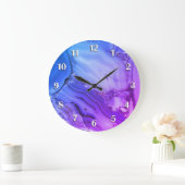 紫の大理石（白） ラージ壁時計 (ホーム)
