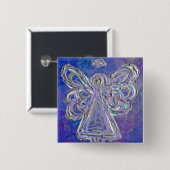 紫の天使のボタンピン 缶バッジ (正面&裏面)
