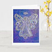 紫の天使グリーティングカード カード (黄色い花)