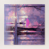 紫の天気予報アニメ印象主義 ジグソーパズル (横)