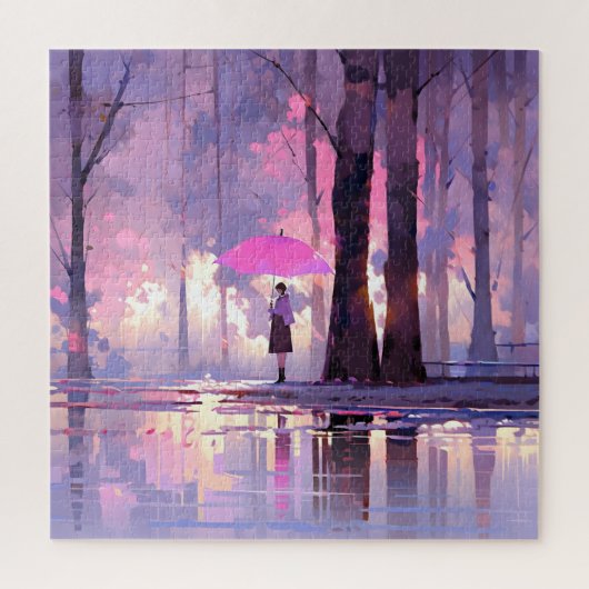 紫の天気予報アニメ印象主義 ジグソーパズル (縦)