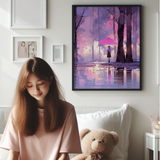 紫の天気予報アニメ印象主義 フォトプリント           