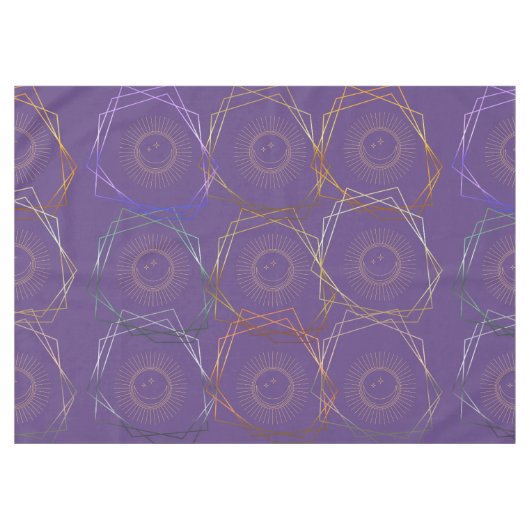 紫の太陽と月のテーブルクロス、紫のテーブルクロス テーブルクロス (正面(横))