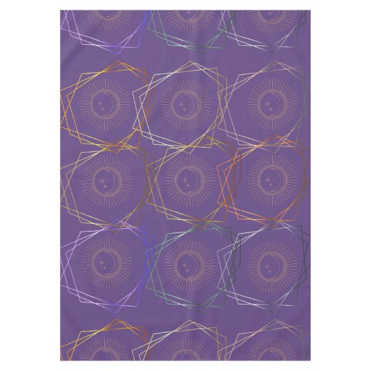 紫の太陽と月のテーブルクロス、紫のテーブルクロス テーブルクロス (正面)