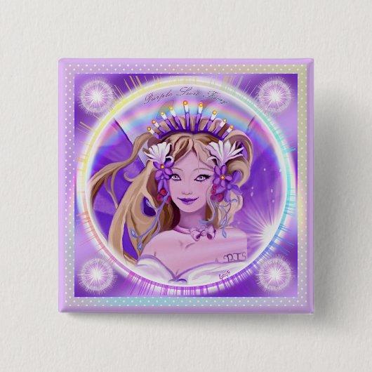 紫の太陽の妖精ボタン 缶バッジ (正面)