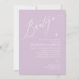 紫の女の子の洗礼招待状 招待状