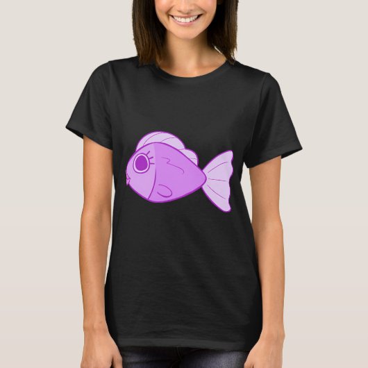紫の女の子らしい魚 Tシャツ (正面)