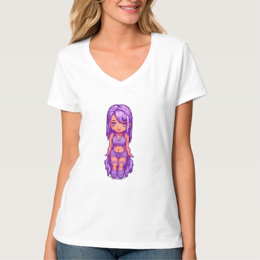 紫の女の子  Tシャツ (正面)