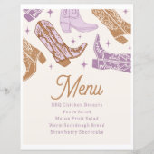 紫の女性のカーボーイパーティーメニュー記号 (正面)