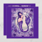 紫の妊娠マーメイドbyルネサンキューカード 招待状 (正面/裏面)