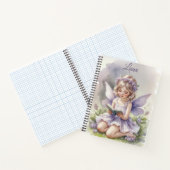 紫の妖精が草花の上で読書する オーダーメイド ノートブック (内部)