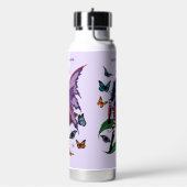 紫の妖精のキノコ蝶 ウォーターボトル (左面)