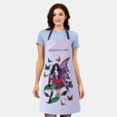 紫の妖精のキノコ蝶 エプロン (着用した状態)