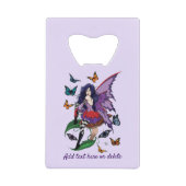 紫の妖精のキノコ蝶 クレジットカード栓抜き (正面)