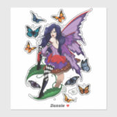 紫の妖精のキノコ蝶 シール (シート)