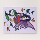 紫の妖精のキノコ蝶 ジグソーパズル (横)