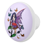 紫の妖精のキノコ蝶 セラミックノブ (右)