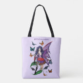 紫の妖精のキノコ蝶 トートバッグ (裏面)