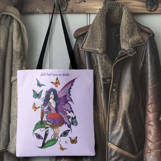 紫の妖精のキノコ蝶 トートバッグ