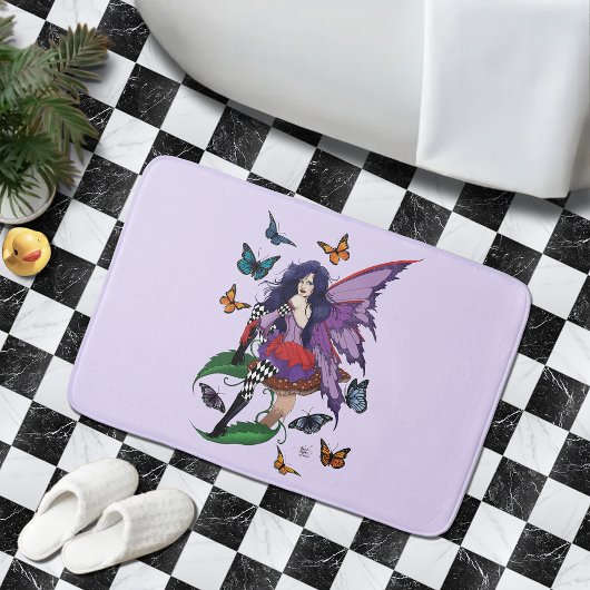 紫の妖精のキノコ蝶 バスマット