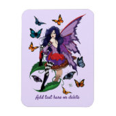 紫の妖精のキノコ蝶 マグネット (縦)