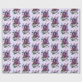 紫の妖精のキノコ蝶 ラッピングペーパー (フラット)