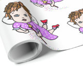 紫の妖精の飛んでいるギフトラップ ラッピングペーパー (ロールコーナー)