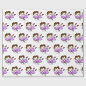 紫の妖精の飛んでいるギフトラップ ラッピングペーパー (フラット)