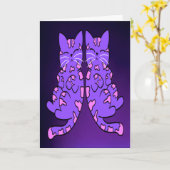 紫の子猫の双子 カード (黄色い花)