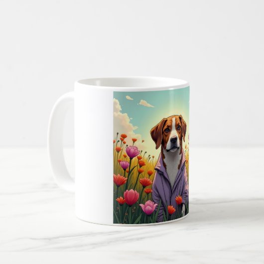 紫の子豚の開花 コーヒーマグカップ (正面左)
