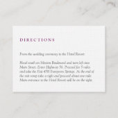 紫の孔雀の結婚式のレセプションカード エンクロージャーカード (裏面)