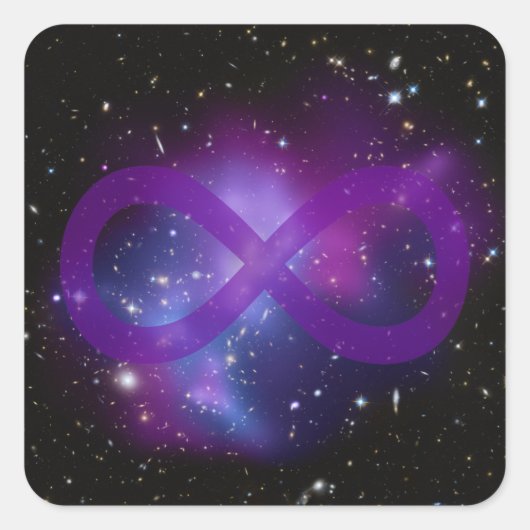 紫の宇宙イメージ スクエアシール (正面)