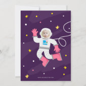 紫の宇宙誕生日招待状と写真 招待状 (裏面)