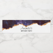 紫の宇宙&星と金ゴールドリボン誕生日 ペットボトルラベル (シングルラベル)