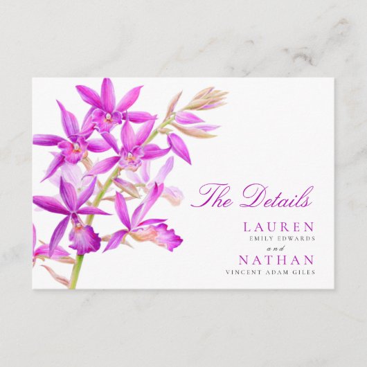 紫の宝石の蘭結婚の便利な詳細 エンクロージャーカード (正面)