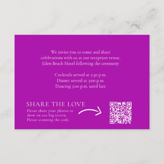 紫の宝石の蘭結婚の便利な詳細 エンクロージャーカード (裏面)