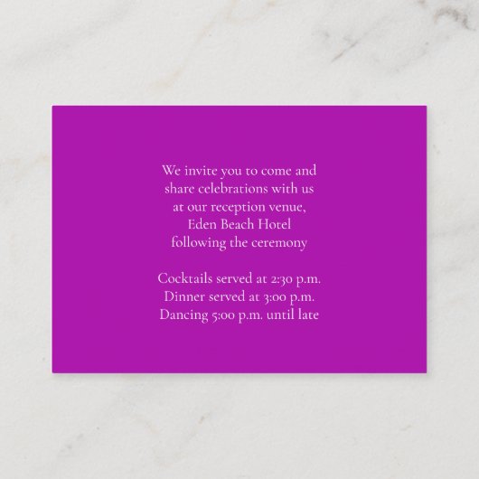 紫の宝石の蘭結婚の便利な詳細 エンクロージャーカード (裏面)