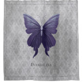 紫の宝石を飾った蝶 シャワーカーテン (正面)