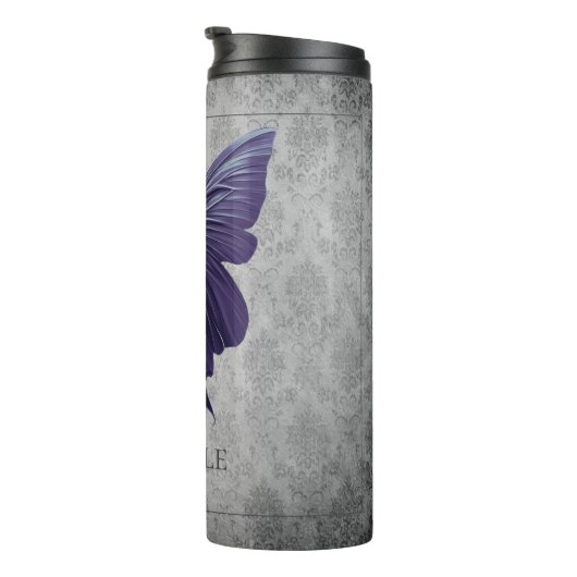 紫の宝石を飾った蝶 タンブラー (回転右)