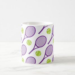 紫の対角線テニスラケット コーヒーマグカップ