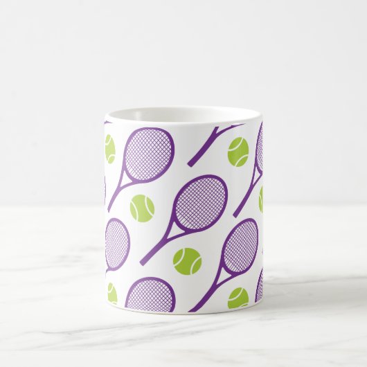 紫の対角線テニスラケット コーヒーマグカップ (中央)