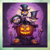 紫の小さなウィザードの異教のモンスターかわいいハロウィーン ウィンドウサイン (シート3)