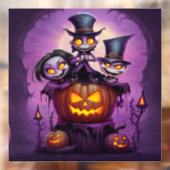 紫の小さなウィザードの異教のモンスターかわいいハロウィーン ウィンドウサイン (シート2)