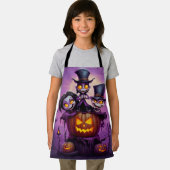 紫の小さなウィザードの異教のモンスターかわいいハロウィーン エプロン (インサイチュ)