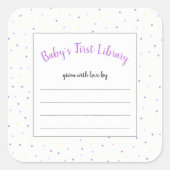 紫の小さなドット女の子の赤ちゃんシャワーブックシール スクエアシール (正面)