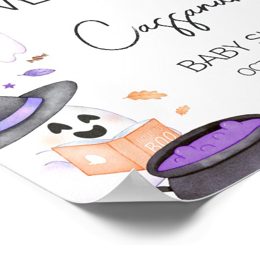 紫の小さなブハロウィーン赤ちゃんシャワーへようこそ ポスター (角)