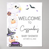 紫の小さなブハロウィーン赤ちゃんシャワーへようこそ ポスター (正面)