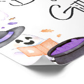 紫の小さなブーハロウィーンの本と贈り物 ポスター (角)