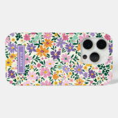 紫の小さな花のモノグラム Case-Mate iPhoneケース (裏面 (横))