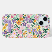紫の小さな花のモノグラム Case-Mate iPhoneケース (裏面 (横))